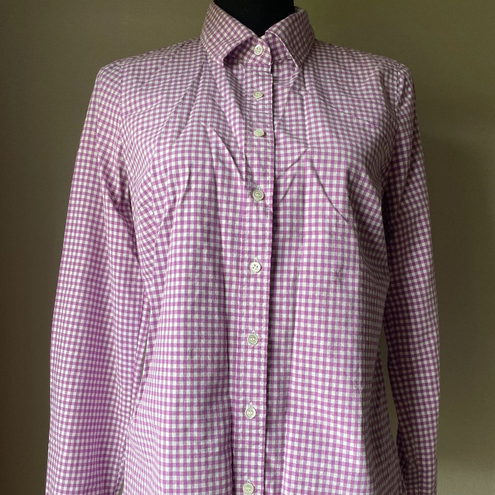 J.CREW Purple + White Gingham Button-Down